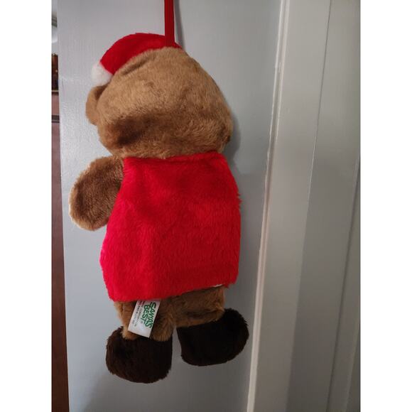 Vtg Santas Best 3D plush Bear Christmas Stocking 12"L - Picture 2 of 3